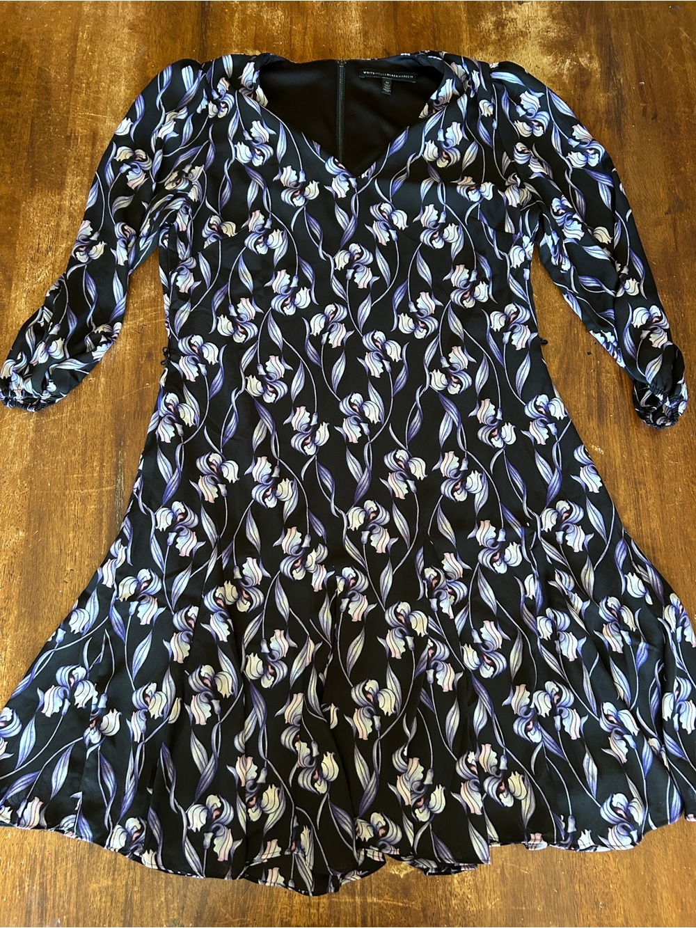 Black House White Market Dark Feminine Flowy Floral Purple and Black Dress